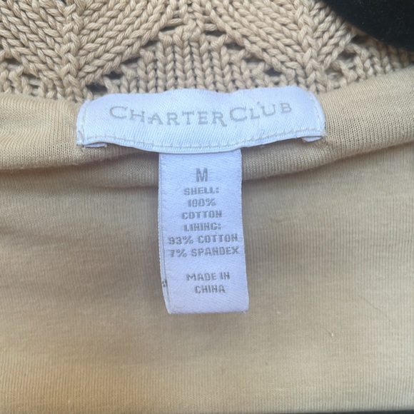 Charter Club Beige Crochet Cardigan/Blazer - Size Medium - Picture 6 of 7